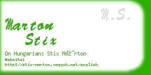 marton stix business card